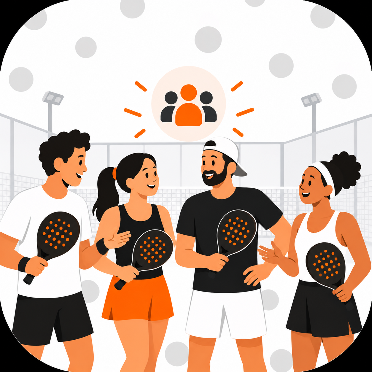 A padel community of players on court